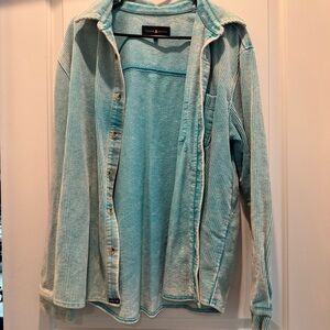 Teddy Fresh Corduroy Distressed Light Blue Button Down Shirt